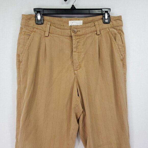 By Anthropologie Pleated Straight Pants Size 28 Textured Trousers High Rise - Picture 10 of 14